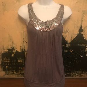 Sequin neck tank top